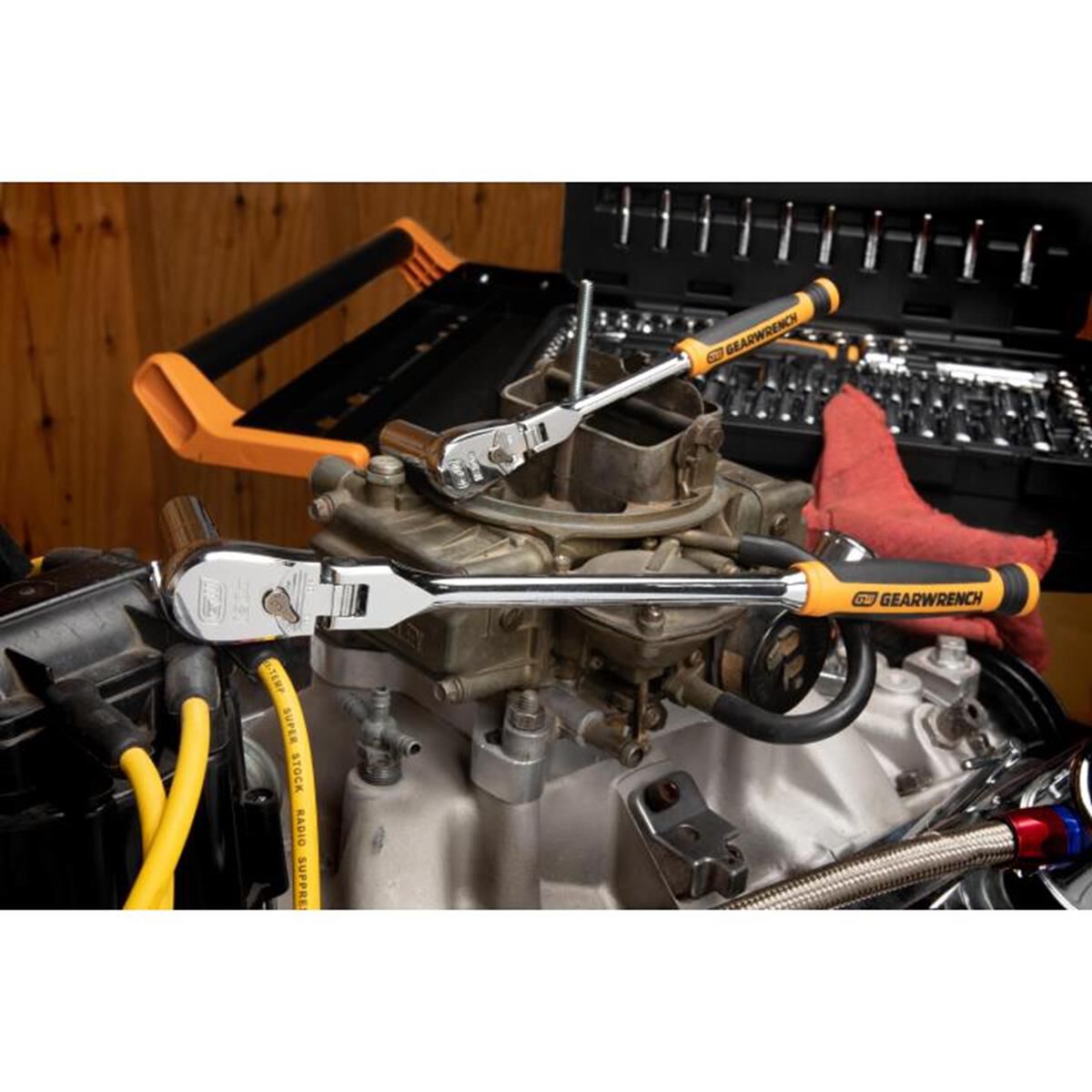 SOCKET HANDLE 1/4"  3/8" DRIVE RATCHET TEARDROP FLEX HEAD CUSHION GRIP 120XP 2PC, , scaau_hi-res