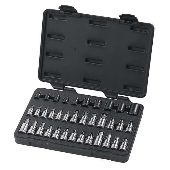 36 PC. 1/4”, 3/8” & 1/2” DRIVE STANDARD HEX, E-TORX® & TORX® BIT METRIC & SAE SOCKET SET, , scaau_hi-res