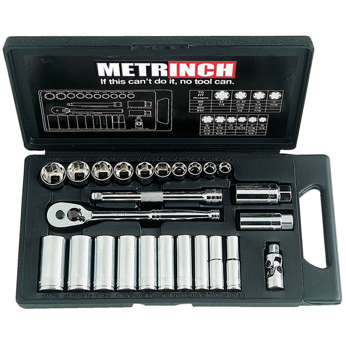 METRINCH 3/8IN DRIVE 25PC SOCKET SET, , scaau_hi-res