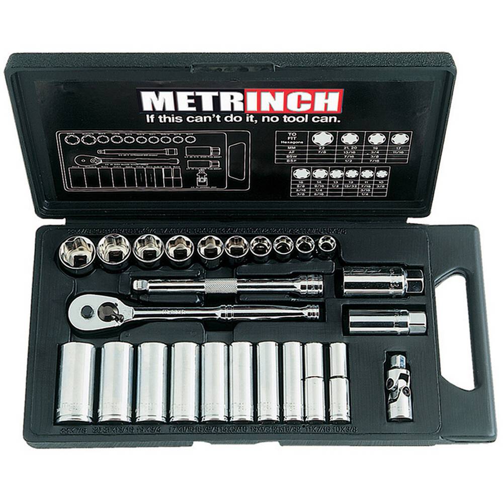 Metrinch Socket Set - 3/8 Inch Drive, 25 Piece - MET-0500 | Supercheap Auto