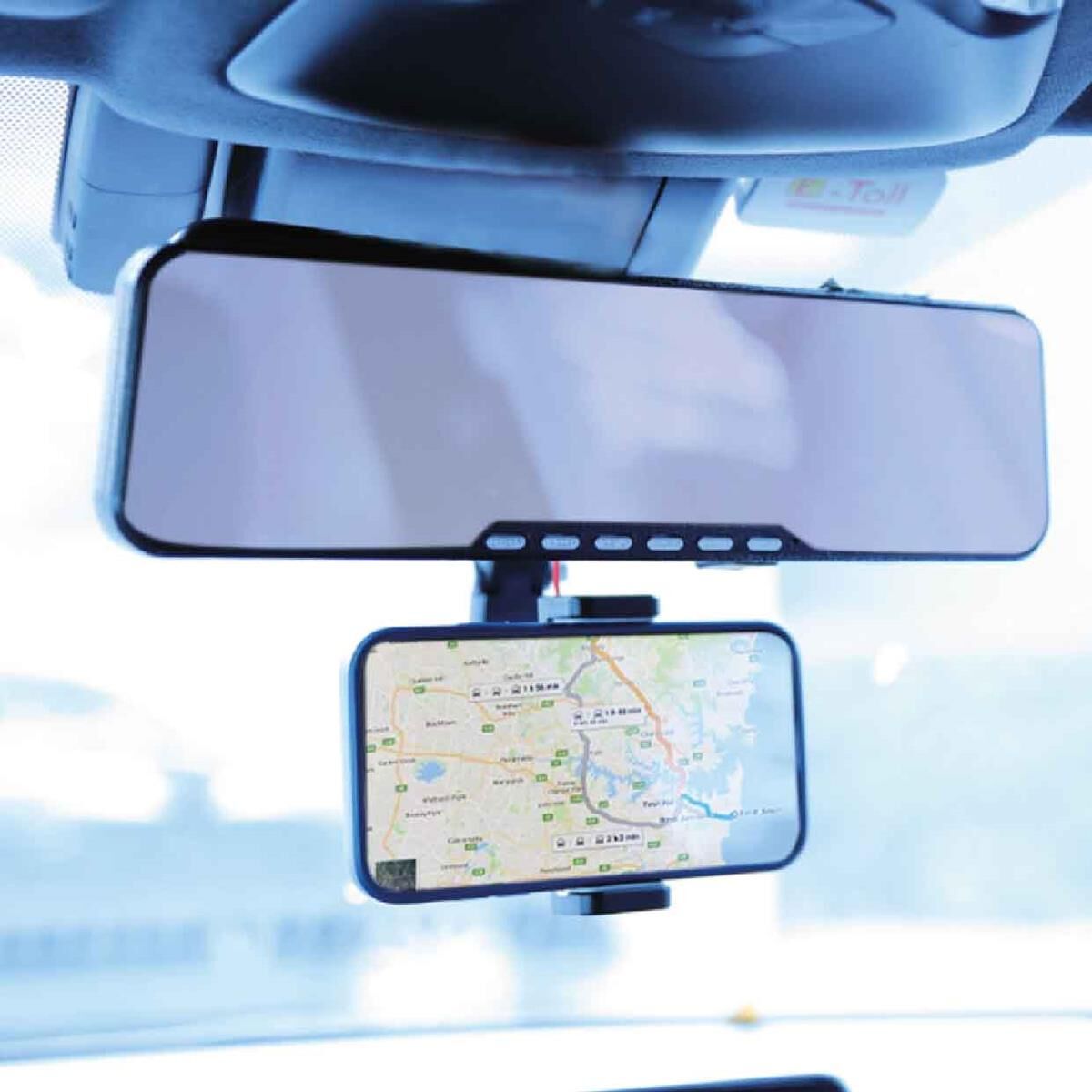 LASER REAR VIEW MIRROR PHONE HOLDER &ndash; 360&deg; ROTATION, UNIVERSAL FIT, HANDS-FREE MOUNT, , scaau_hi-res
