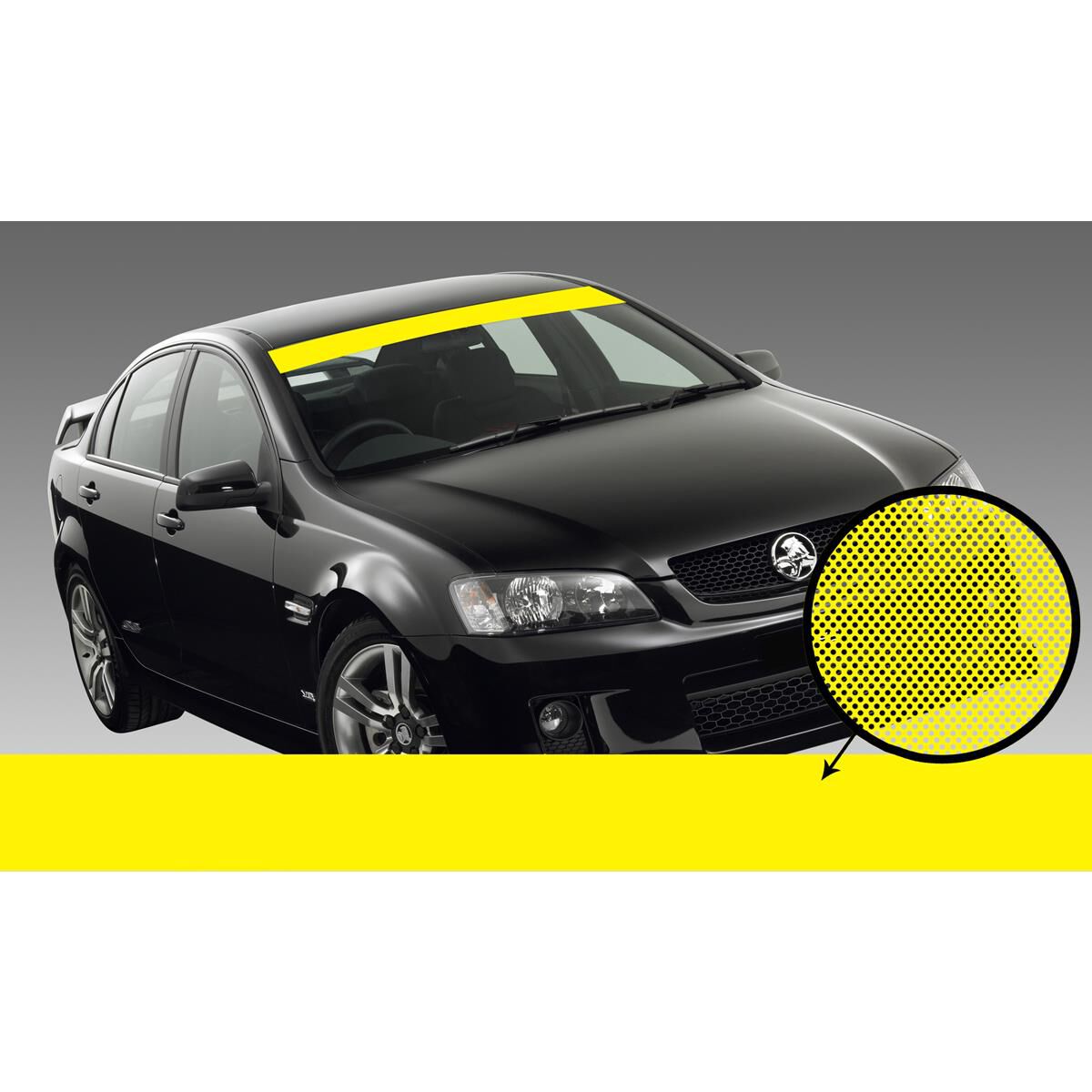 Yellow iTAG See Thru Sun Visor 1500mm x 150mm