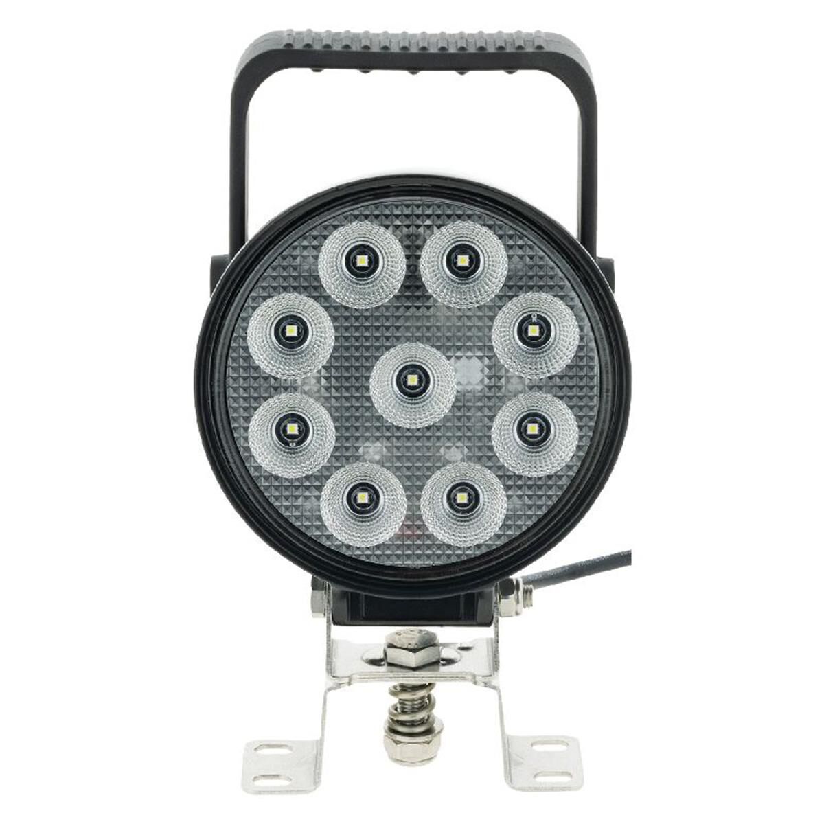 LED RND WORKLAMP FLOOD BEAM W/HANDLE & SWITCH 9 - 36V 54W 9LEDs BLK HSNG 5,100Lmns, , scaau_hi-res