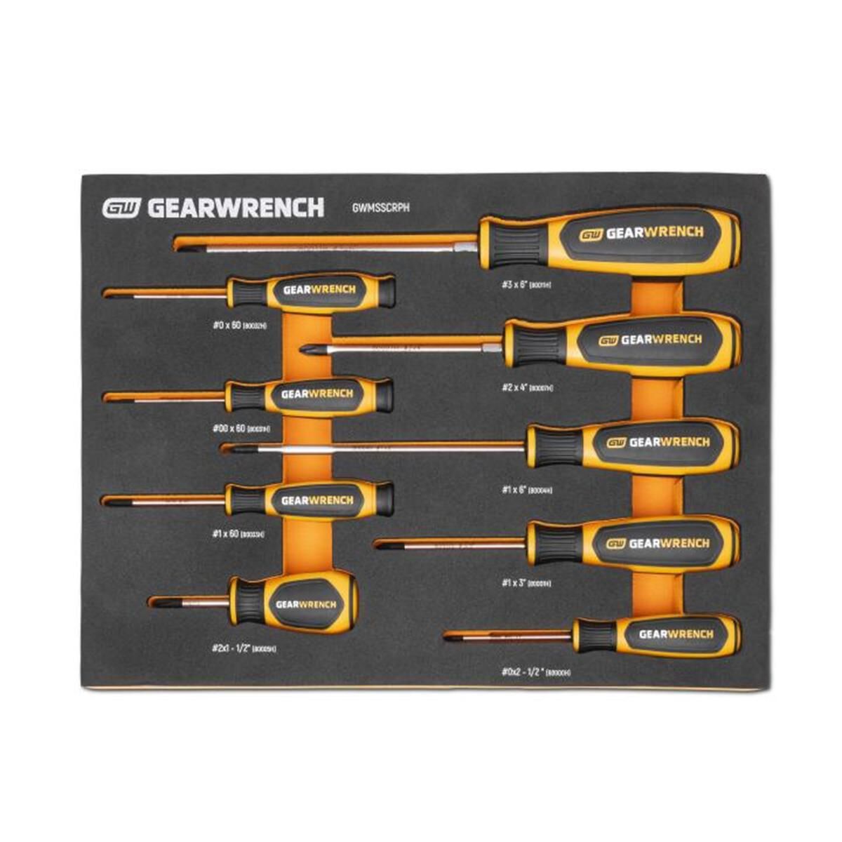 9 PIECE PHILLIPS&reg; DUAL MATERIAL SCREWDRIVER SET IN FOAM STORAGE TRAY, , scaau_hi-res