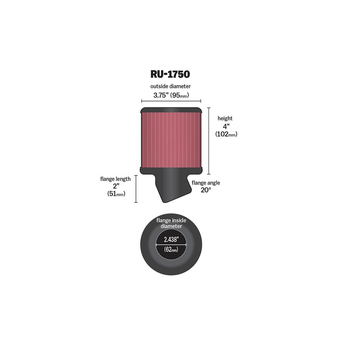 K&N UNI RUBBER FILTER KRU-1750, , scaau_hi-res
