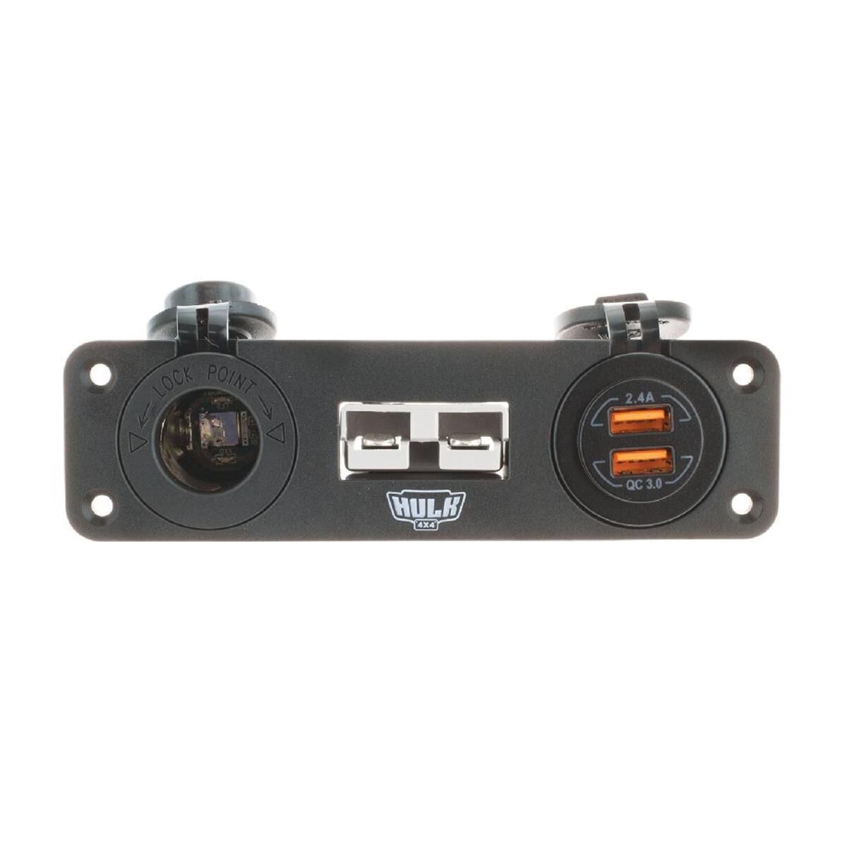 TRIPLE FLUSH MOUNT HOUSING 50amp ANDERSON STYLE PLUG & ACC,USB & BLU LED, , scaau_hi-res