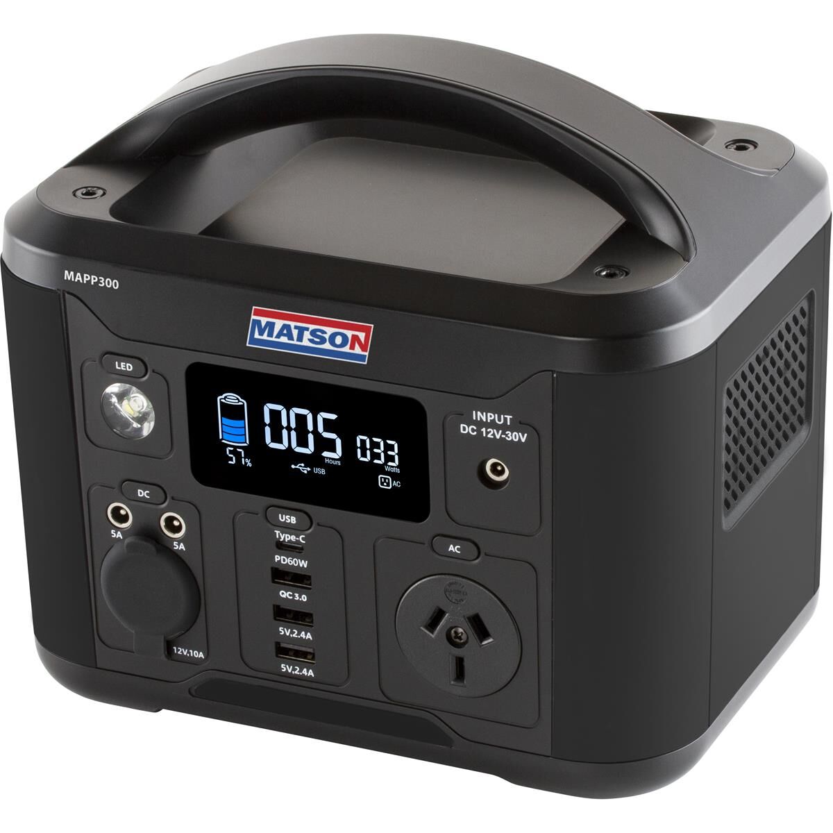 LITHIUM PORTABLE POWER STATION 300W MATS, , scaau_hi-res