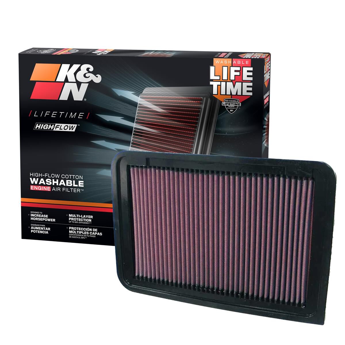 K&N HI-FLOW AIR FILTER - REUSABLE, , scaau_hi-res