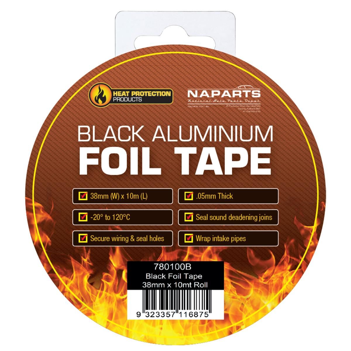 BLACK FOIL TAPE 38MM X 10MT ROLL, , scaau_hi-res
