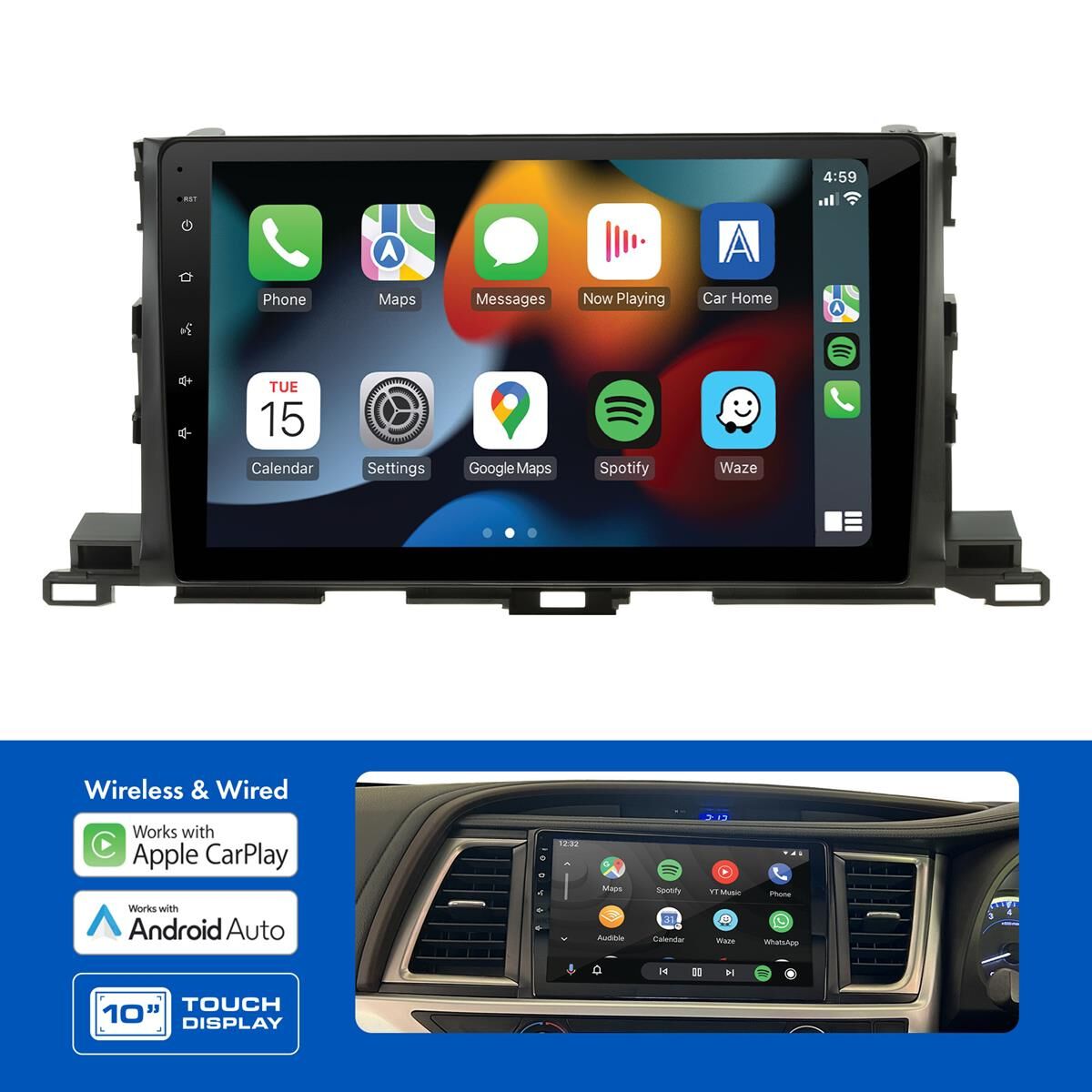 10" MULTIMEDIA RECEIVER TO SUIT TOYOTA KLUGER (2014-2019), , scaau_hi-res