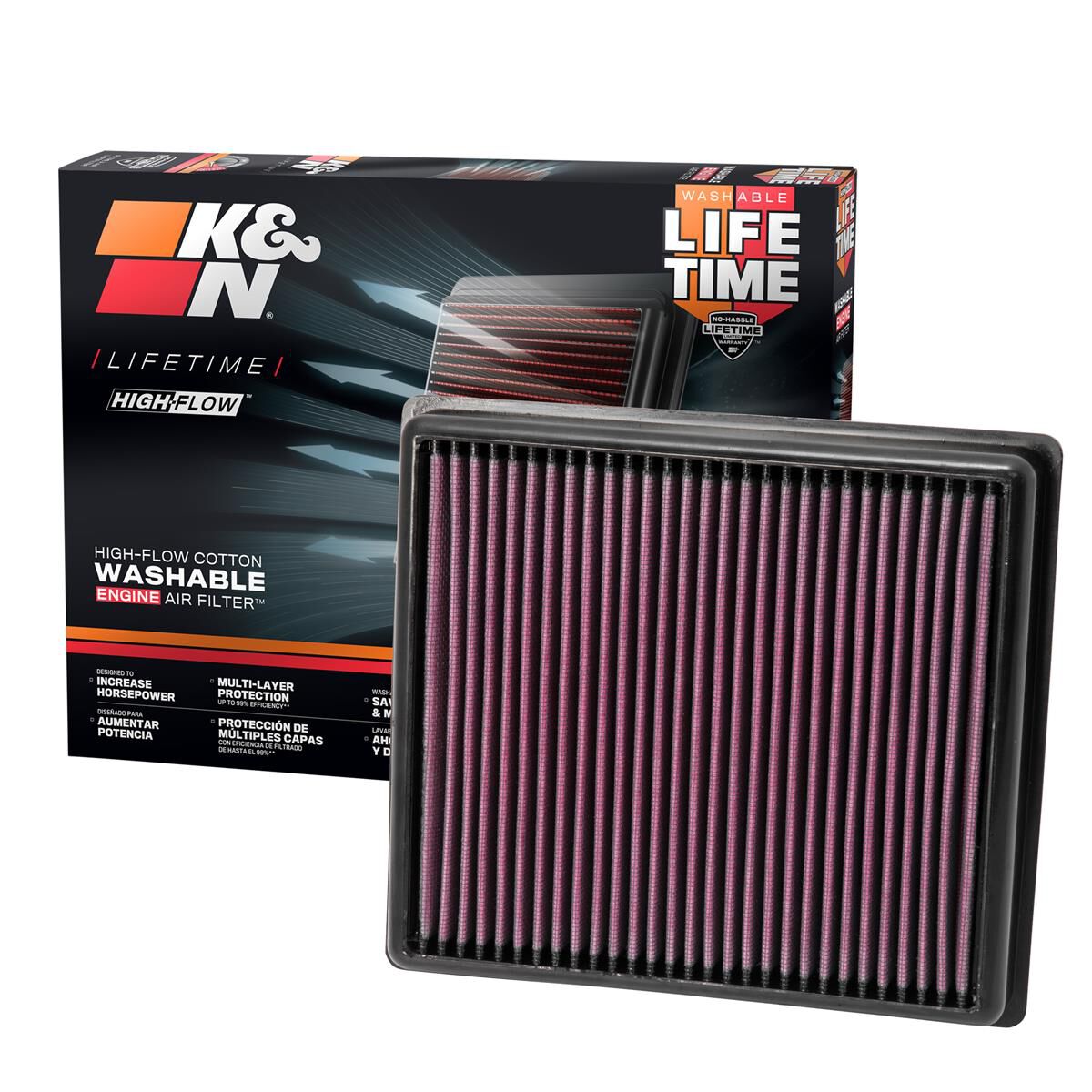 33-2990 K&N REPLACEMENT AIR FILTER, , scaau_hi-res