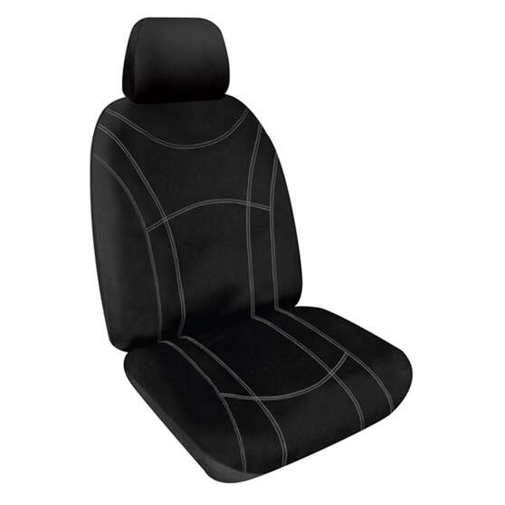 TM GETAWAY NEOPRN BLACK/SILVER SEAT COVER - REAR, , scaau_hi-res