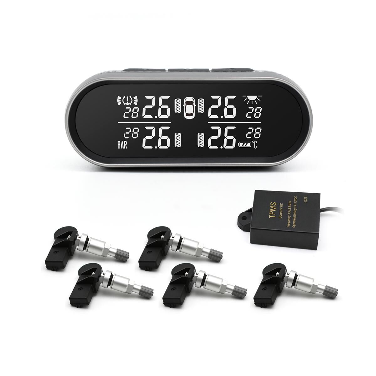 Promata Mata 2 EZsync Wireless Pairing Tyre Pressure Monitor - 5 Internal Sensors - With Booster 25 Meters 25 Meters, , scaau_hi-res