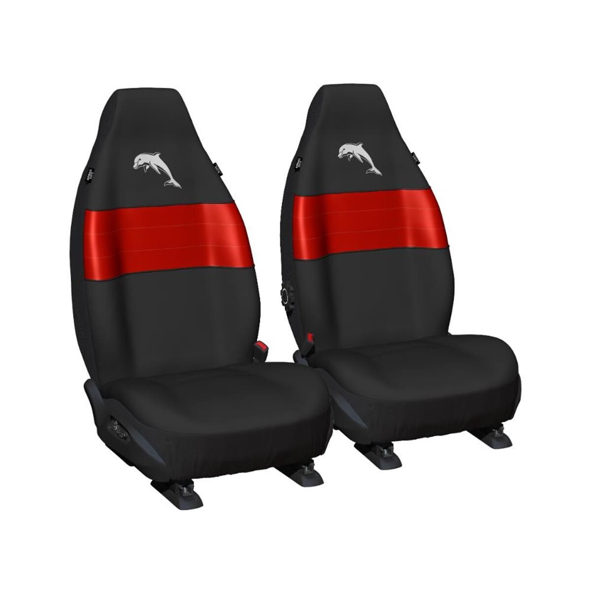 NRL SEAT COVERS - REDCLIFFE DOLPHINS - FRONT PAIR, SIZE 60, BUILT IN HEADRESTS - PPNRL-DOL, , scaau_hi-res