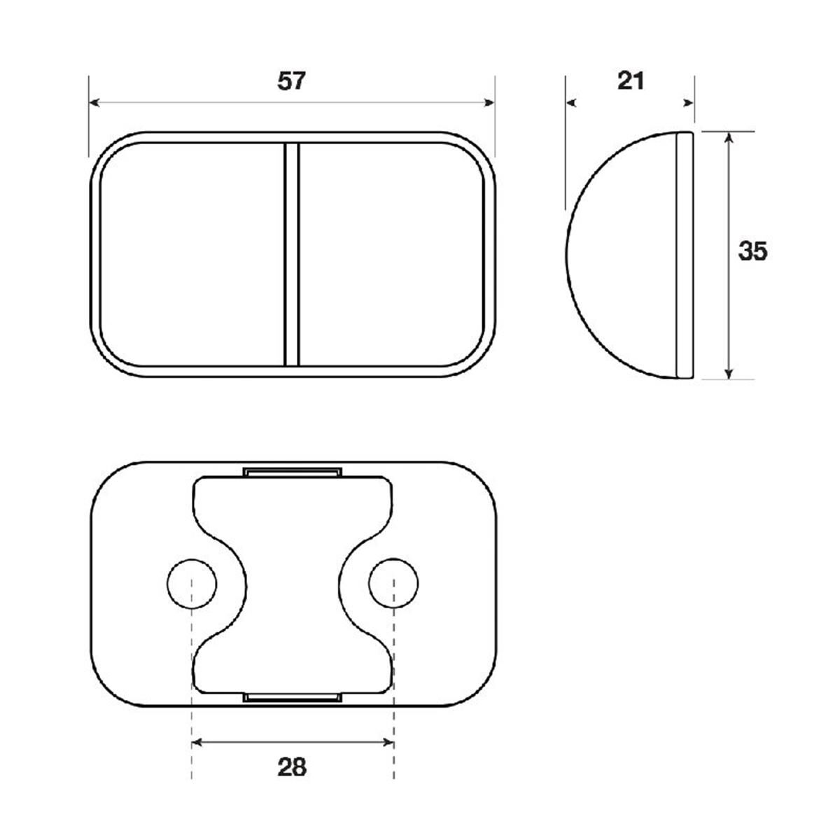 LED REAR END OUTLINE MARKR LMP10-30V 2 LED's BLACK HSNG RED LENS 57 x 35 x 21mm, , scaau_hi-res