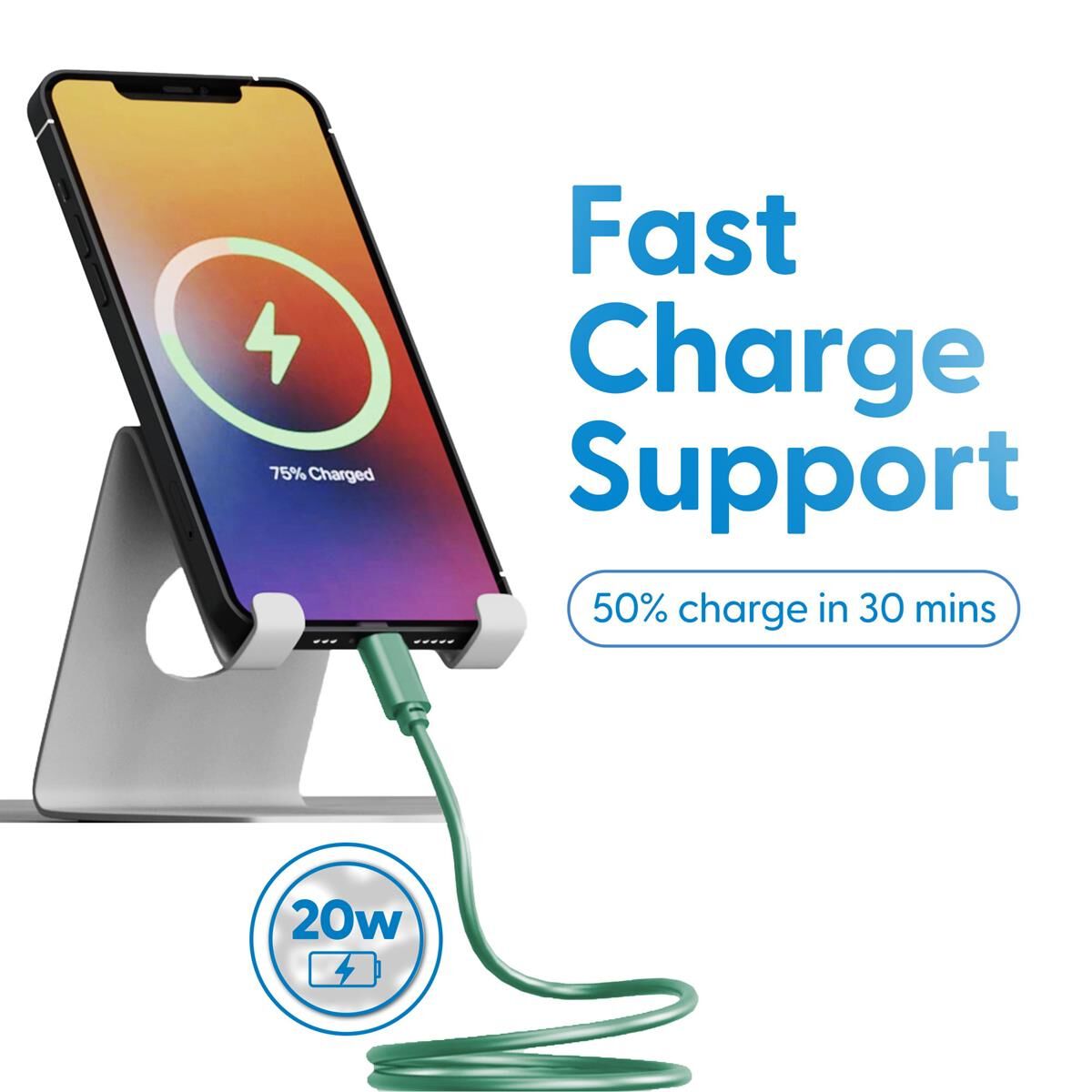 LASER MFI LIGHTNING CABLE 2 PACK &ndash; PINK/GREEN, 2M, FAST CHARGE & SYNC, , scaau_hi-res