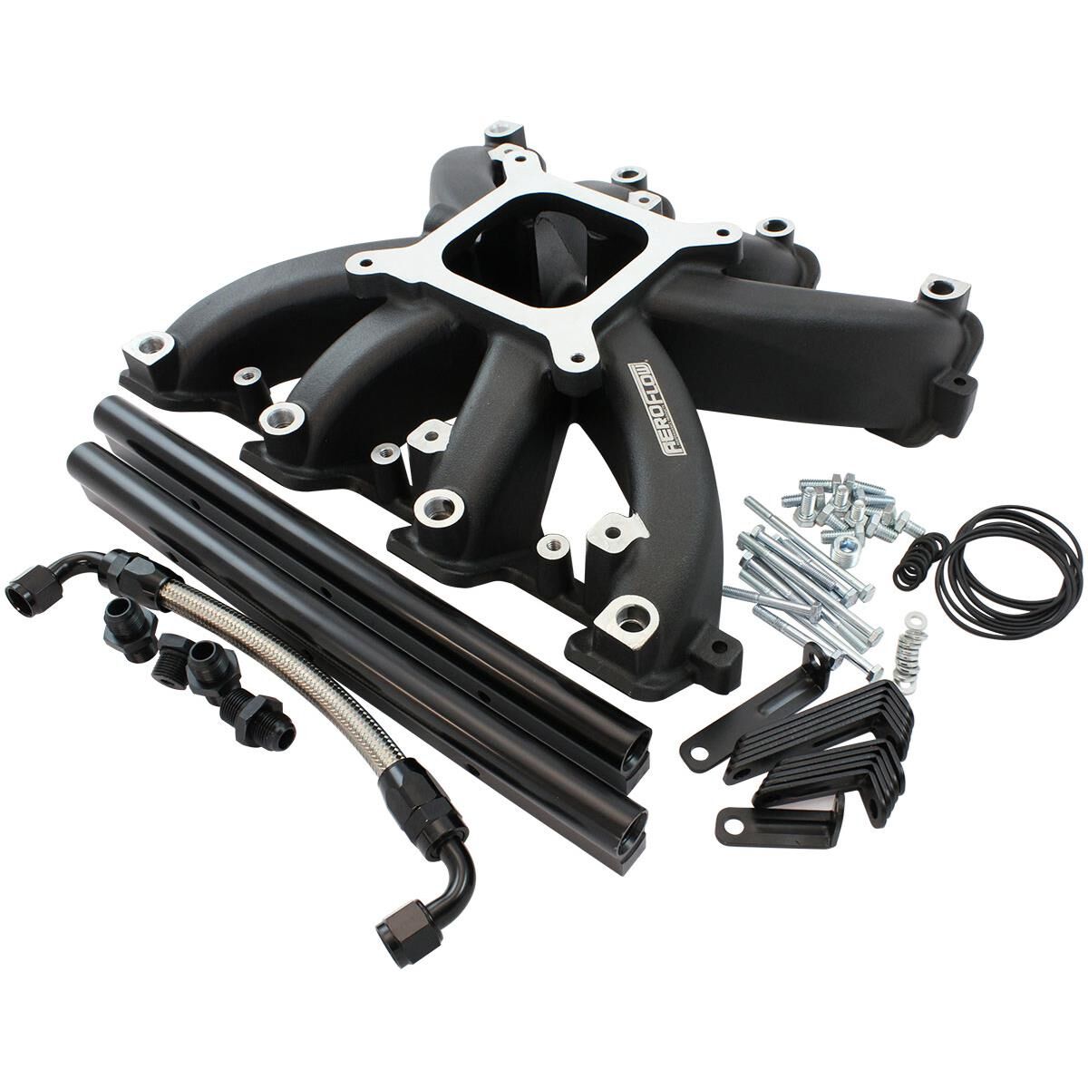 GM LS CARBY INTAKE MANIFOLD CATHEDRAL PORT EFI LS1 LS2 BLACK AEROFLOW - AF6250-5000, , scaau_hi-res