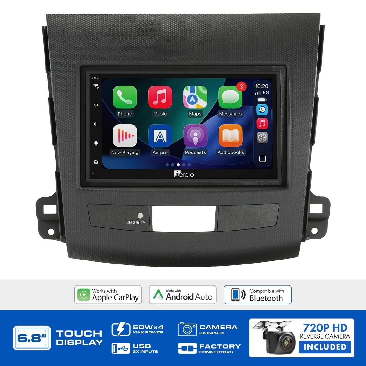 AERPRO 6.8" MULTIMEDIA RECEIVER HEAD UNIT KIT TO SUIT MITSUBISHI OUTLANDER &ndash; AX9211K, , scaau_hi-res