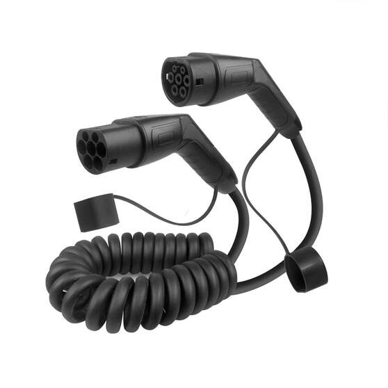 LASER 2.5M TYPE 2 TO TYPE 2 EV CHARGING CABLE – 22KW, 32A, IP55, COILED DESIGN, FAST CHARGE, , scaau_hi-res