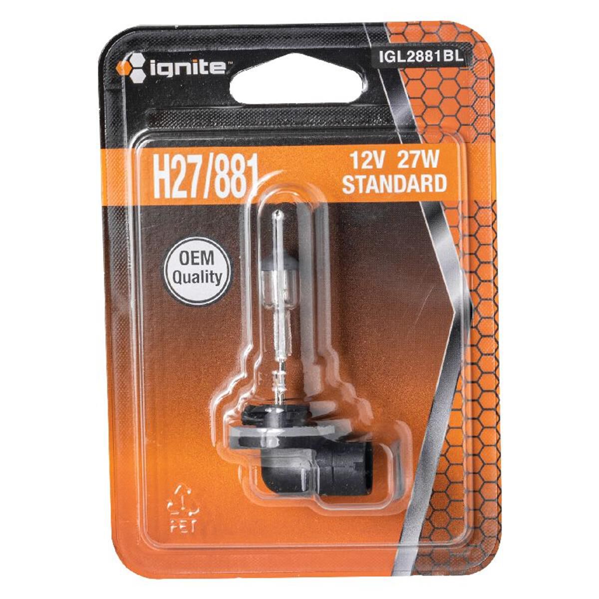 PKT1 H27/881 HALOGEN 12V 27WPGJ13 BASE BLISTER, , scaau_hi-res