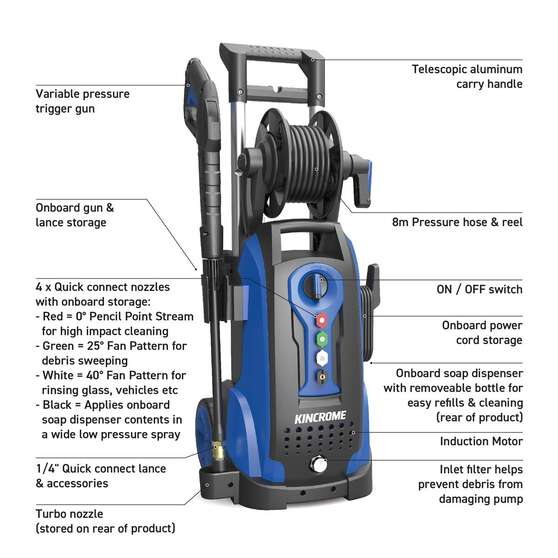 ELEC PRESSURE WASHER 2100W 2400PSI, , scaau_hi-res