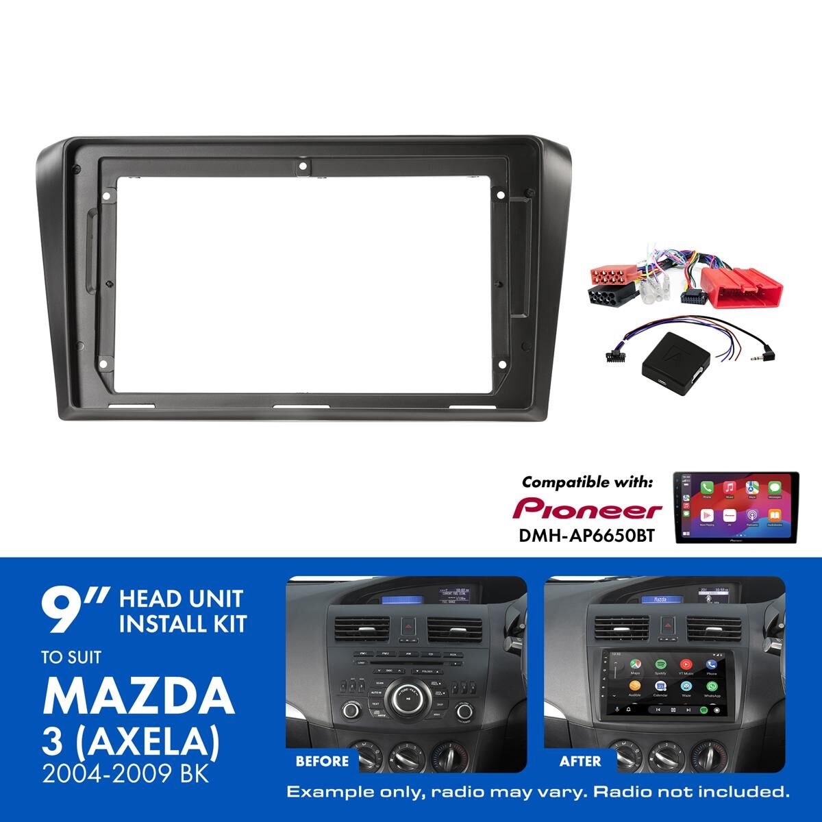 9" HEAD UNIT INSTALL KIT TO SUIT MAZDA 3 2004-2009, , scaau_hi-res