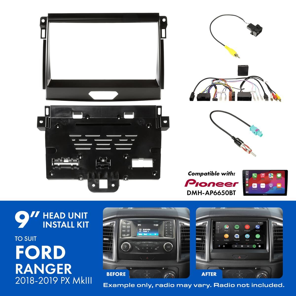 9" HEAD UNIT INSTALL KIT TO SUIT FORD RANGER 2018-2019, , scaau_hi-res