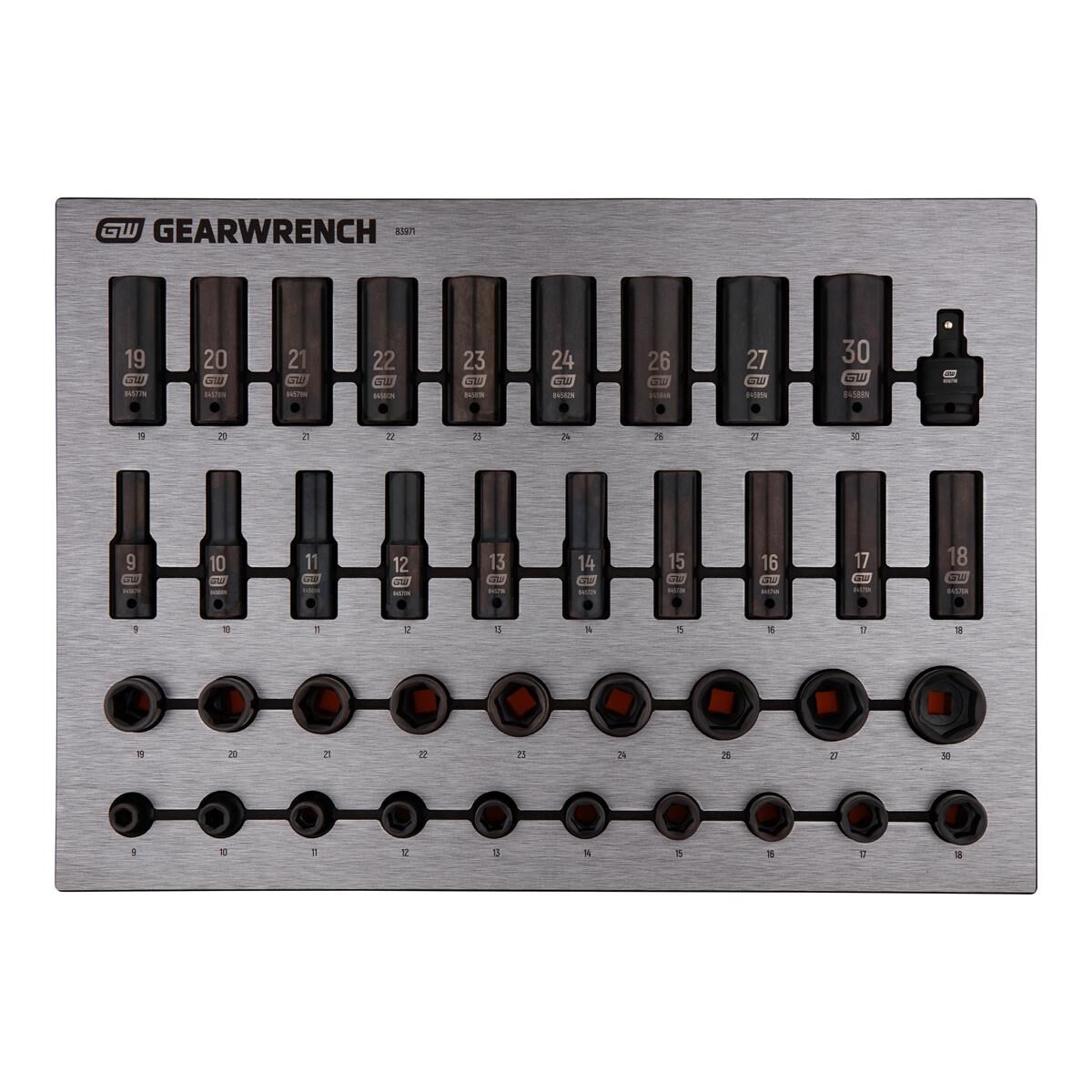 39 PIECE 1/2" DRIVE IMPACT SOCKET SET METRIC EVA TRAY SET, , scaau_hi-res