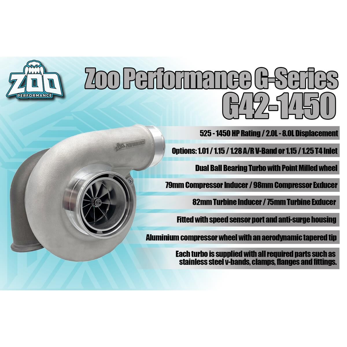 G42 SERIES 79MM TURBO 1450HP 1.28 A/R V-BAND INLET, , scaau_hi-res