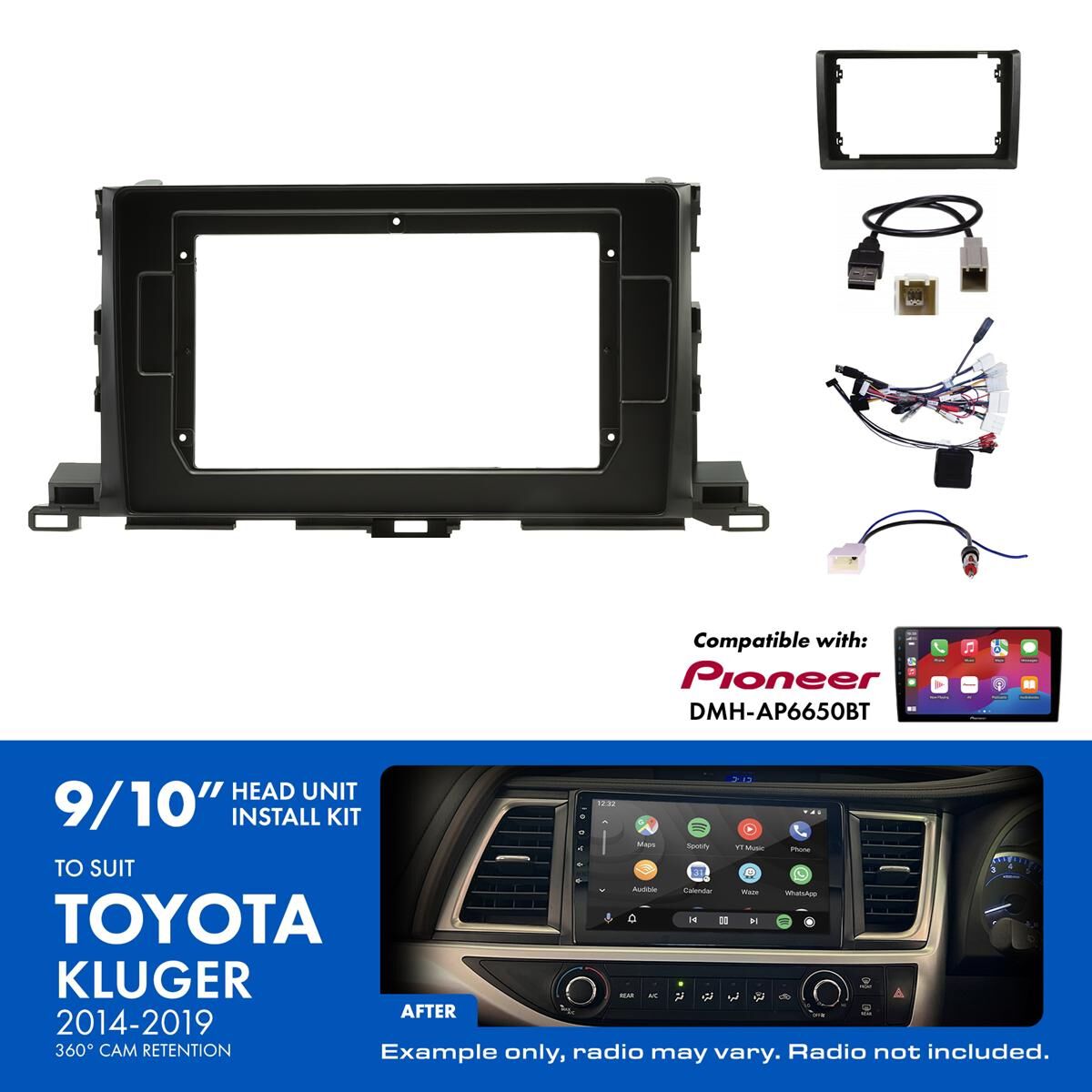 9"/10" HEAD UNIT INSTALL KIT TO SUIT TOYOTA KLUGER 2014-2019, , scaau_hi-res