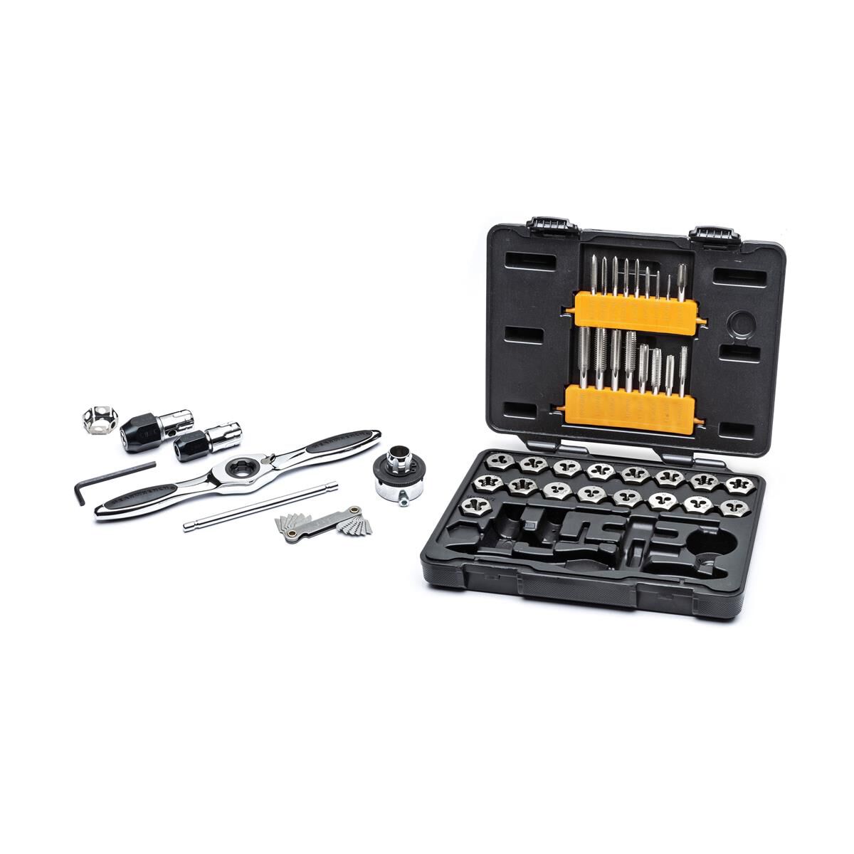 TAP & DIE SET MEDIUM RATCHETING SAE 40PC, , scaau_hi-res