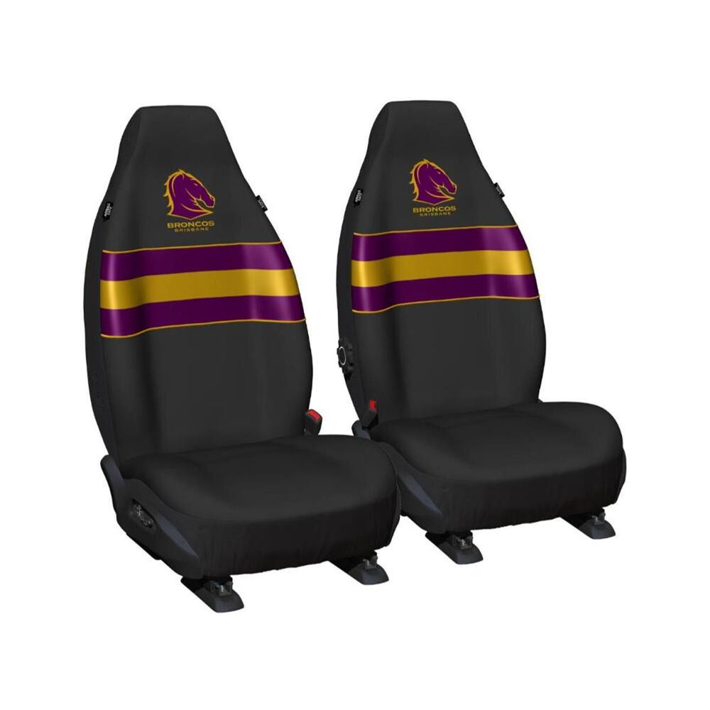 NRL Seat Covers Broncos, BuiltIn Headrests, Size 60 Front Pair