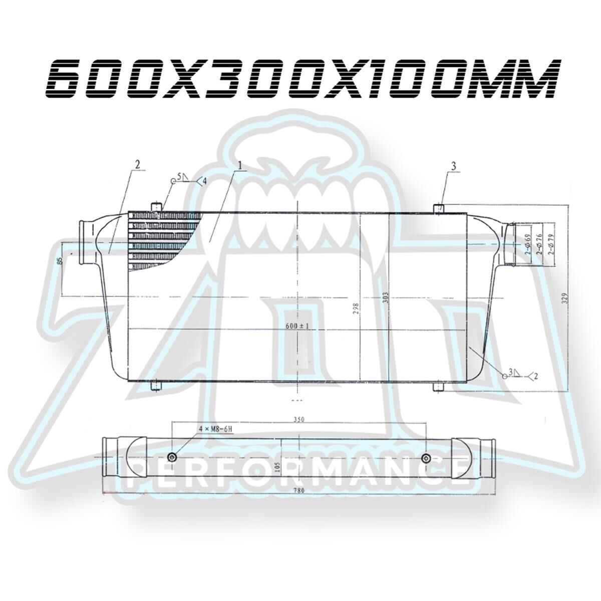 INTERCOOLER 600/300/100MM SILVER, , scaau_hi-res