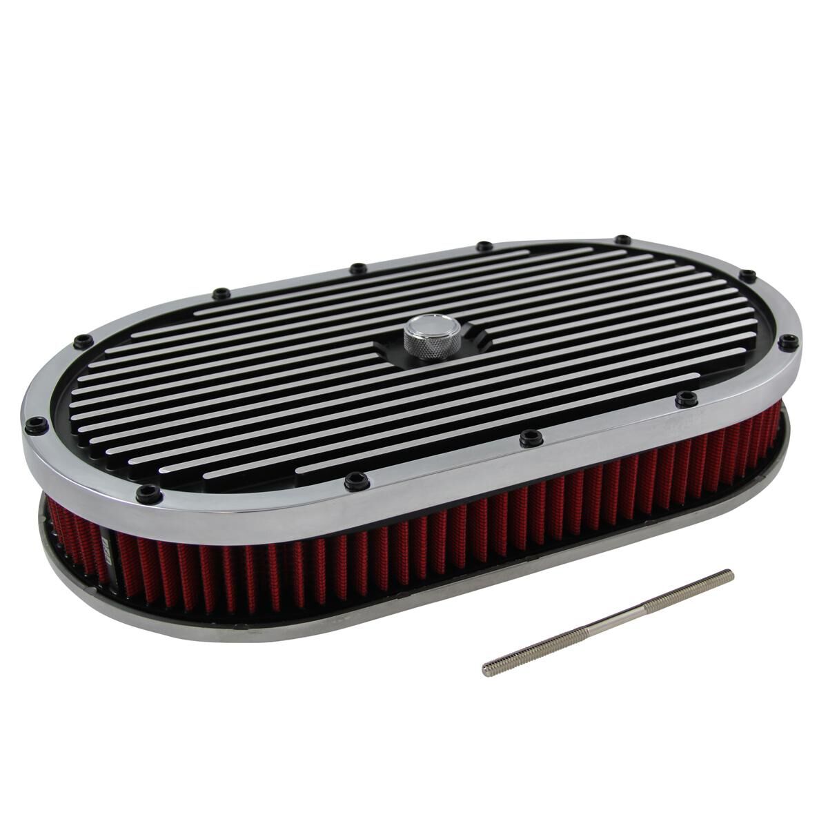 Air Cleaner 15 x 2 Oval Finned Aluminium with Red Washable Element (40835), , scaau_hi-res