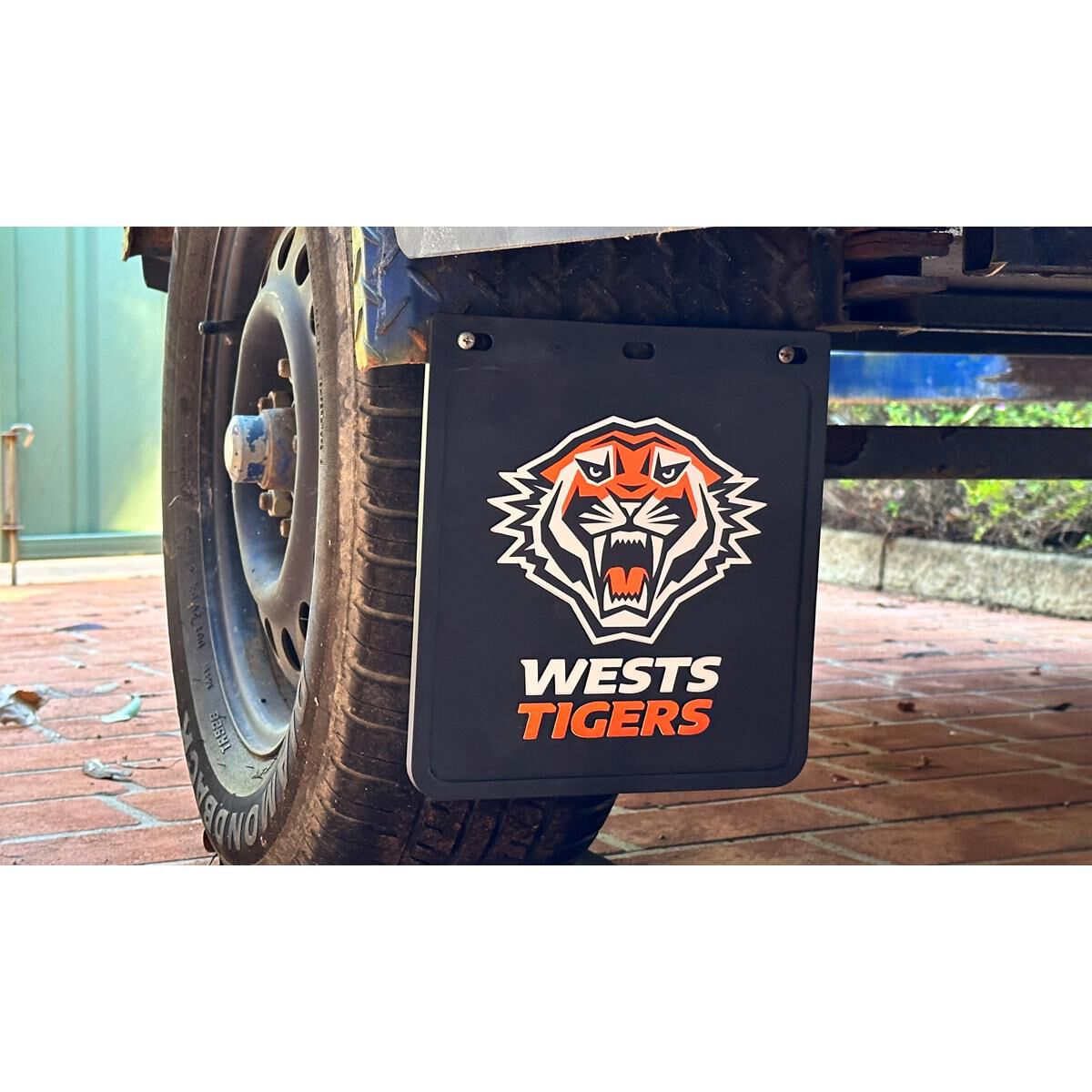 250MM DROP X 300MM WIDTH BLACK MONO MUDFLAP  - TIGERS, , scaau_hi-res