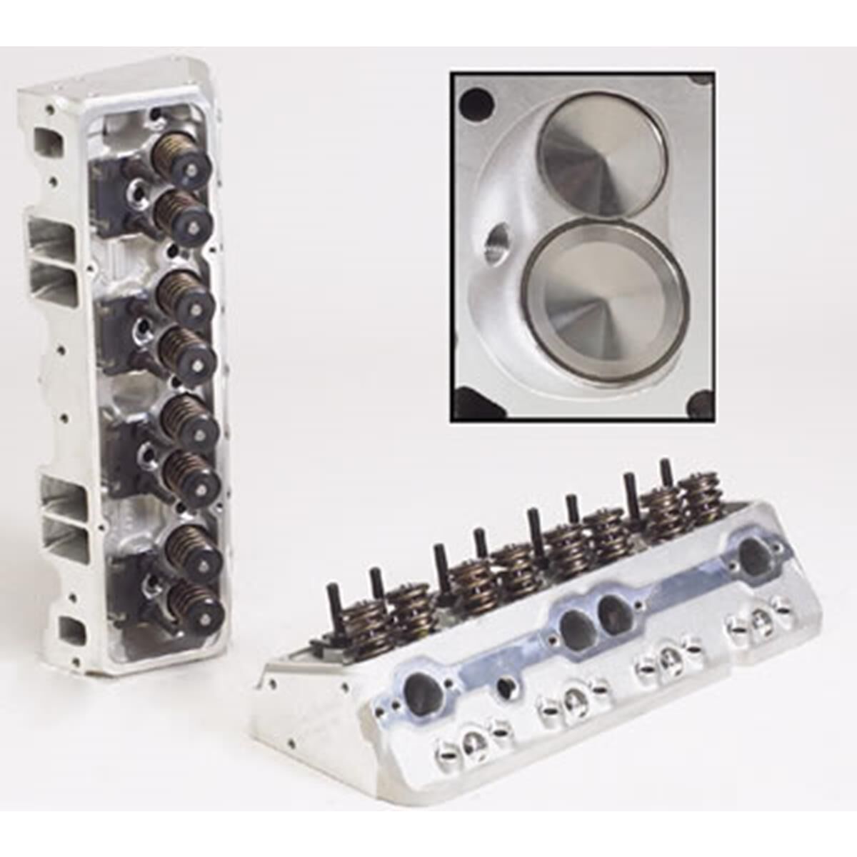 SB CHEV PERFORMER RPM HEADS 64CC, STRAIGHT PLUG, COMPLETE, , scaau_hi-res