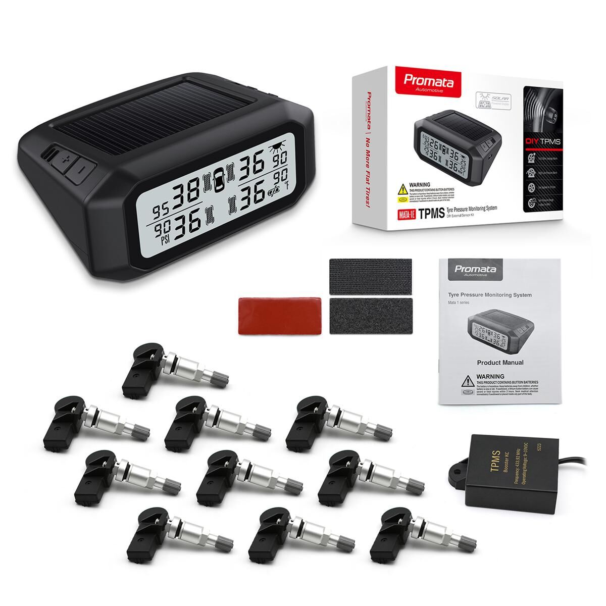 Promata Mata 1 EZsync Wireless Pairing Tyre Pressure Monitor - 10 Internal Sensors - With Booster 25 Meters 25 Meters, , scaau_hi-res