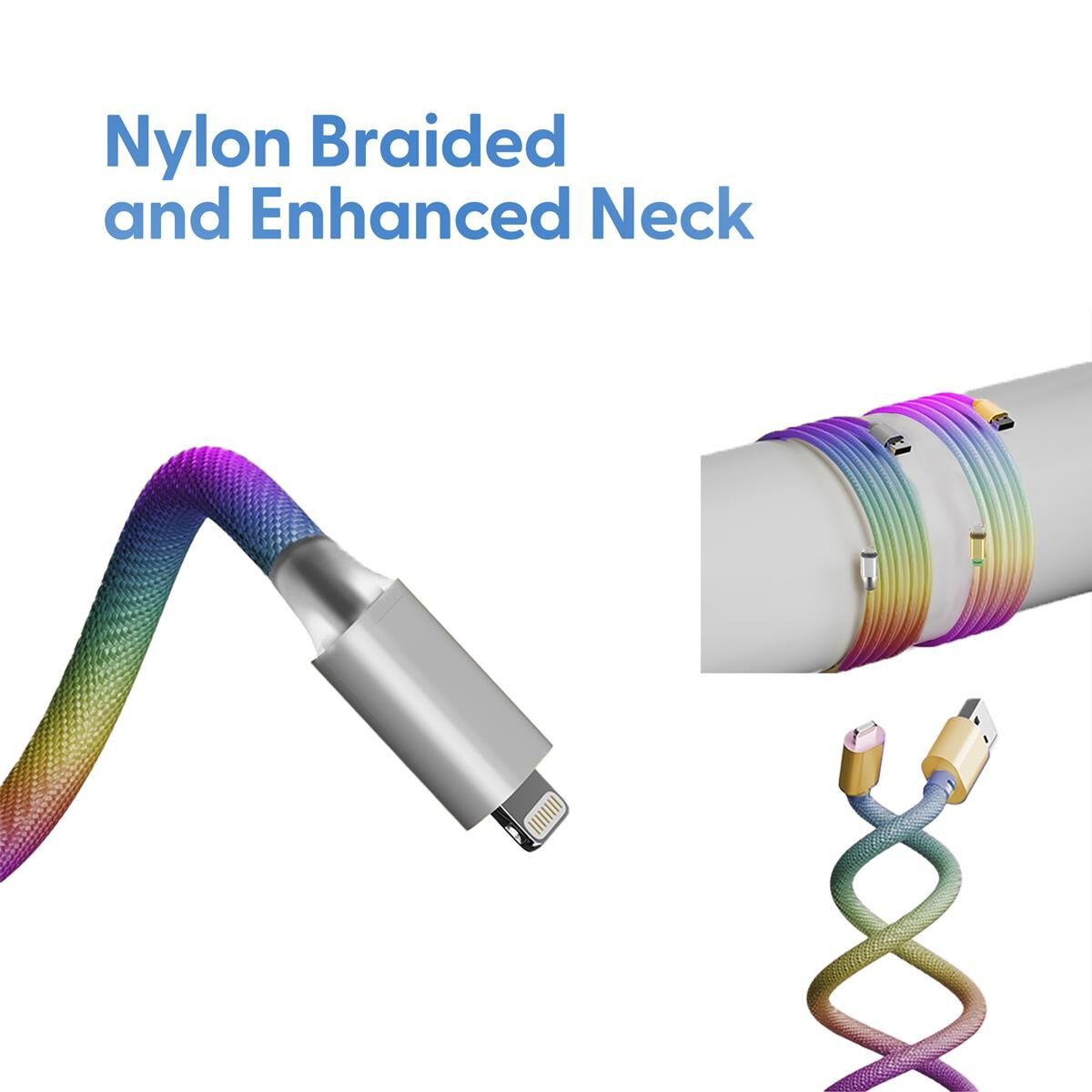 LASER MFI LIGHTNING TO USB-A CABLE 2 PACK &ndash; NYLON BRAIDED, 2M, FAST CHARGE, APPLE CERTIFIED, , scaau_hi-res