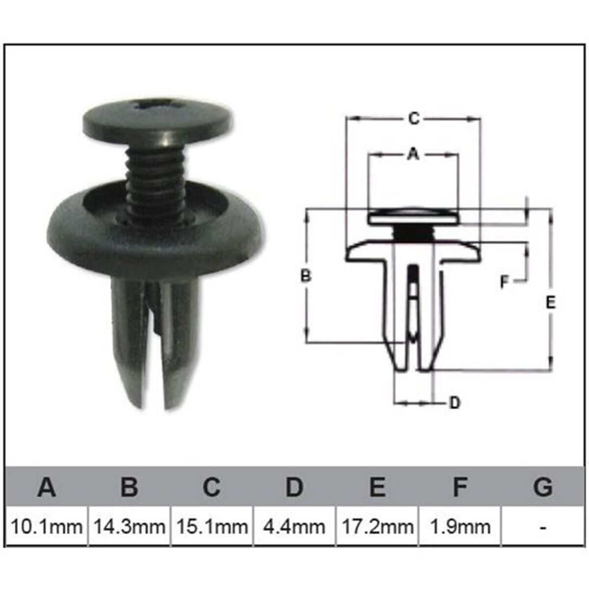 PKT 100 AUTOMOTIVE FASTENER - TOYOTA BLACK PLASTIC, , scaau_hi-res
