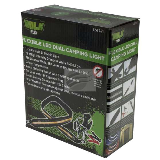 LED CAMPNG STRIP LAMP 12V DUAL ORANG/WHT ILLUM 1.2m HOOK/CLIP MNT DIMMER SWITCH IP65, , scaau_hi-res