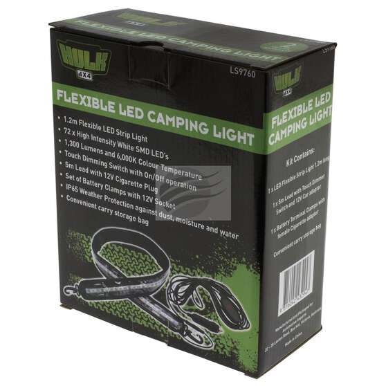 LED CAMPING STRIP LAMP 12V WHT ILLUM 1.2m HOOK/CLIP MNT W/ON/ OFF DIMMER SWITCH IP65, , scaau_hi-res