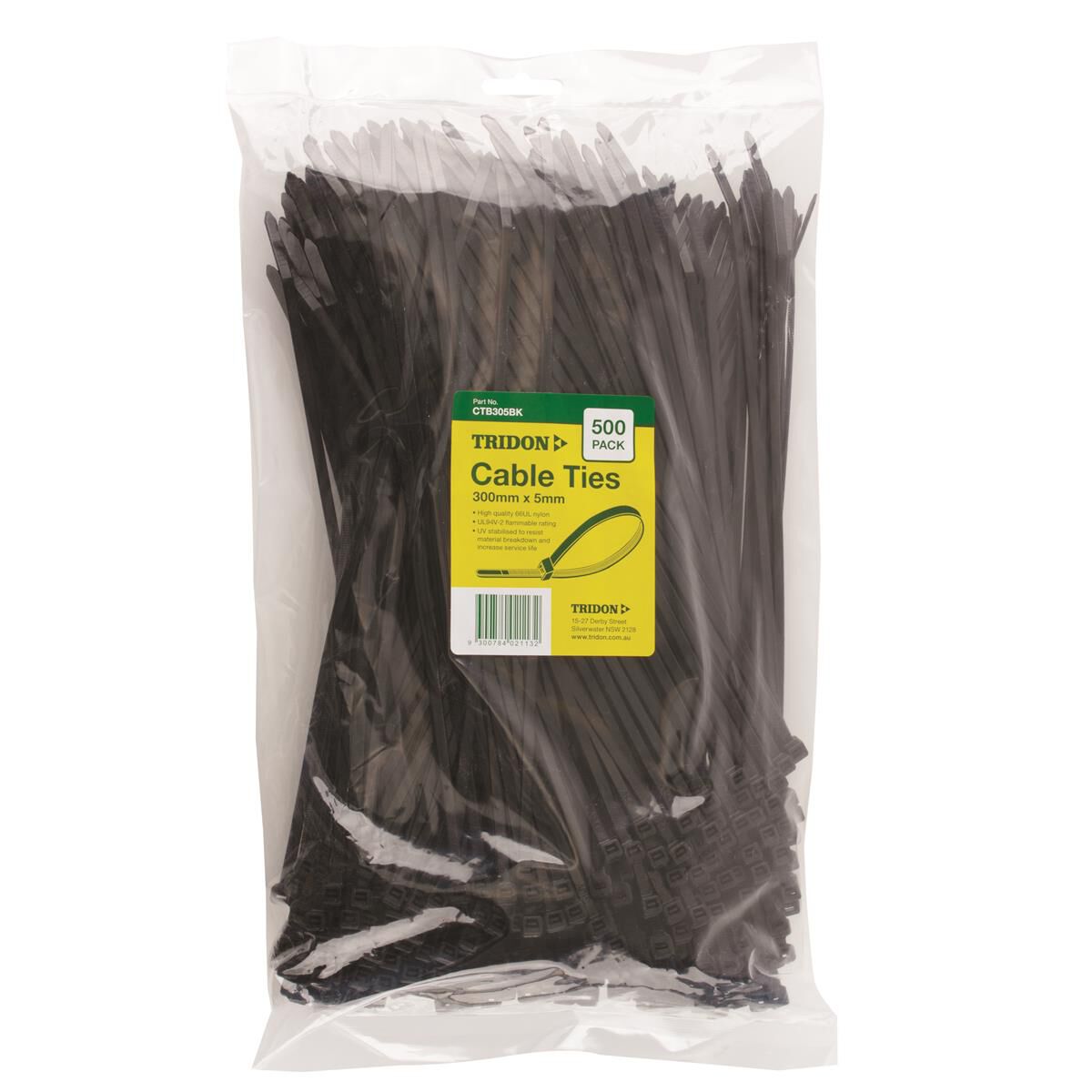 Tridon Cable Ties Black, 300mm, 500 Pack, 5mm, CTB305BK Supercheap Auto