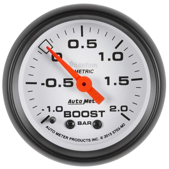 Autometer Phantom Boost/Vacuum Gauge Mechanical 10 Feet, 1/+2 Bar, 2