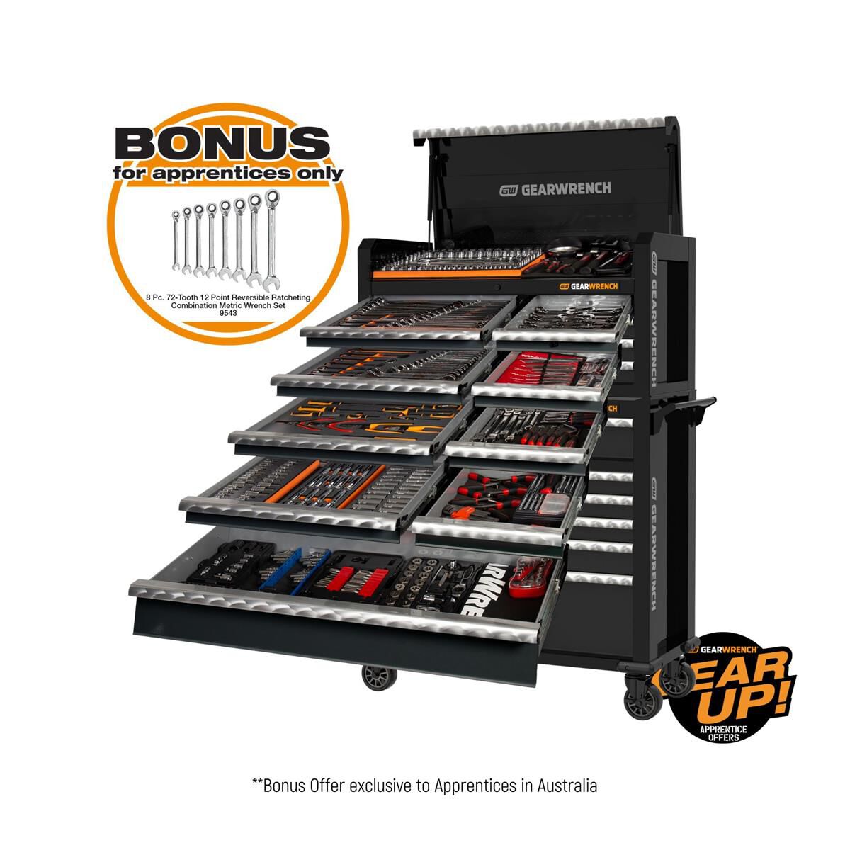 531PC COMB TOOL KIT+43" CHEST & TROLLEY, , scaau_hi-res