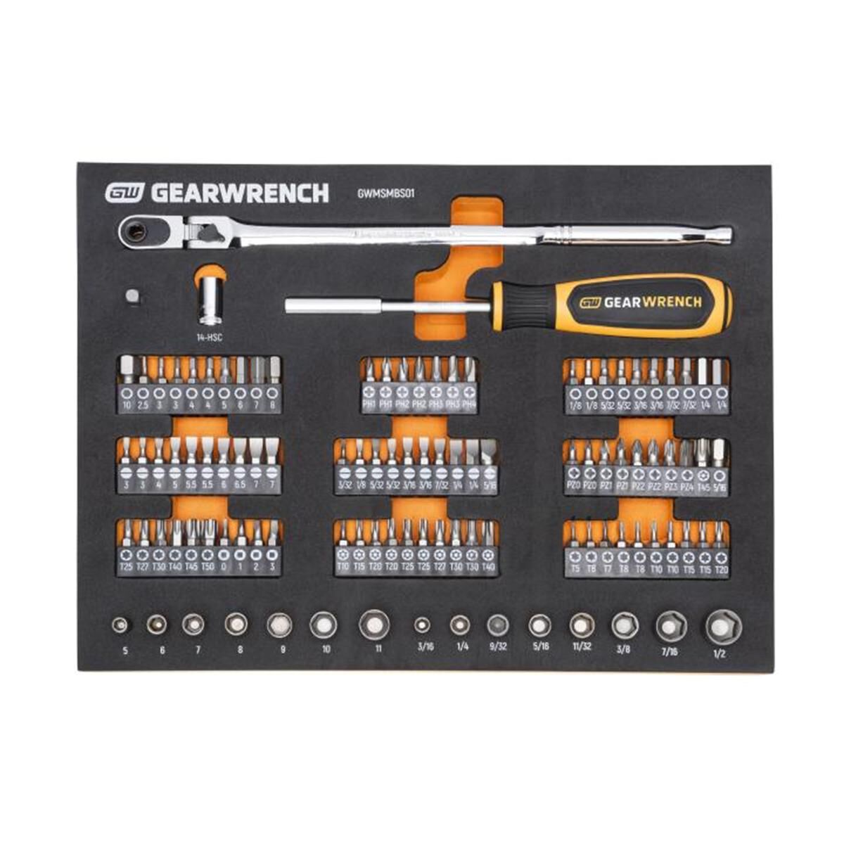 105 PIECE 1/4&rdquo; DRIVE SLIM HEAD MECHANICS TOOL SET IN FOAM STORAGE TRAY, , scaau_hi-res