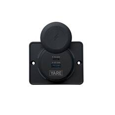 FLUSH MOUNT DUAL USB CHARGER 12/24V USB-C/USB-A Output 65W/20W BLACK - FMC6520CAB, , scaau_hi-res