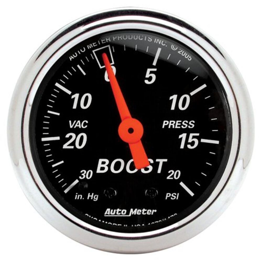 Autometer Designer Black Boost/Vacuum Gauge Mechanical 30 inHg/20 PSI