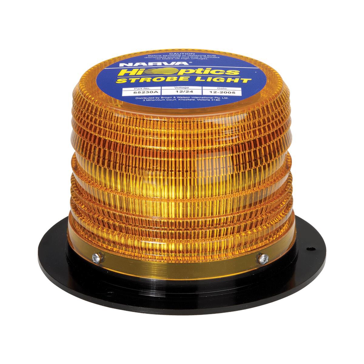 Narva High Output LED Strobe Light With 4 Selectable Flash Patterns Flange Base Amber 12 24V