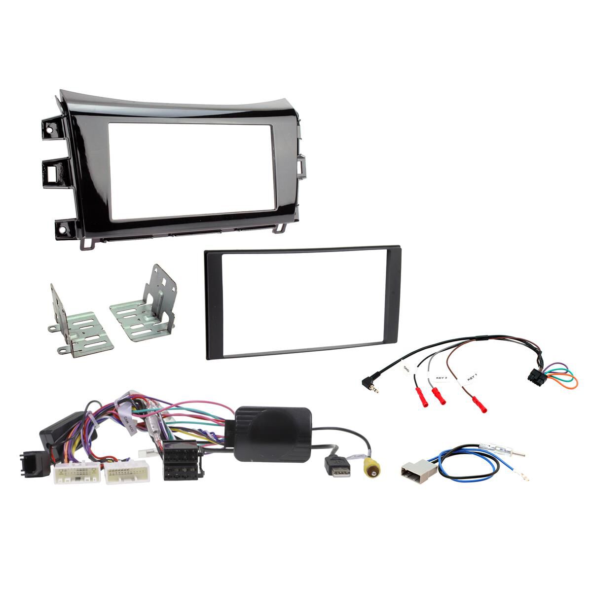 DOUBLE DIN INSTALL KIT TO SUIT NISSAN NAVARA NP300 ST/STX (GLOSS BLACK), , scaau_hi-res