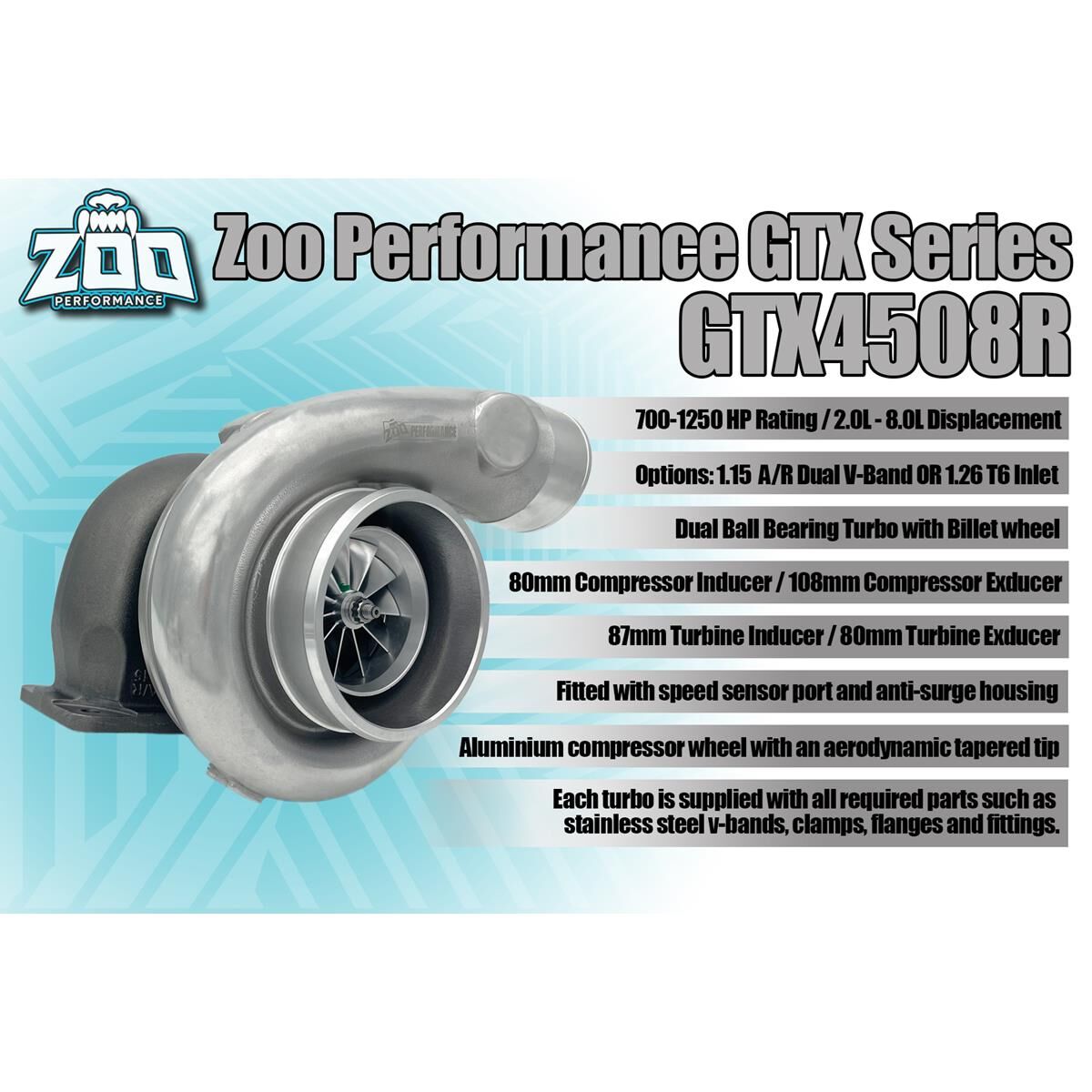 GTX45 SERIES 80MM TURBO 1250HP 1.15 A/R T4 INLET, , scaau_hi-res